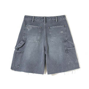 Shorts cargo en jean déchiré à taille haute pour homme avec détails usés et poches – Idéal pour l'été et les tenues décontractées - Product Image 4