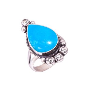 Bague en turquoise magnesite, argent sterling 925, réglable, faite à la main, bijoux en pierres précieuses, bague de luxe - Product Image 2