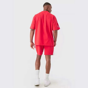Men Summer Vintage Shorts and T-shirts <b>Sets</b> New Design Custom Logo Polyester/Cotton Fleece Plain Dyed Heavyweight <b>Twin</b> <b>Set</b> - Product Image 2
