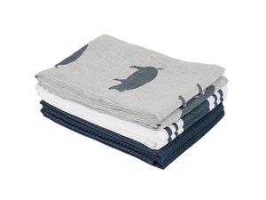 Serviettes de cuisine 100% coton écologiques, carrées, tissées, lavables en machine, motifs rayés gris - Product Image 1