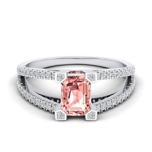 REYES – bagues de fiançailles en Morganite pour femmes, coupe émeraude, 1 Carat, en or jaune massif 14K, bijoux en diamant certifiés - Product Image 5