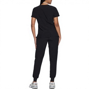 Ensemble de blouses d'infirmière deux pièces en sergé respirant Spandex/Polyester avec logo personnalisé et détection d'aiguilles, uniformes médicaux pour femmes en milieu hospitalier - Product Image 2