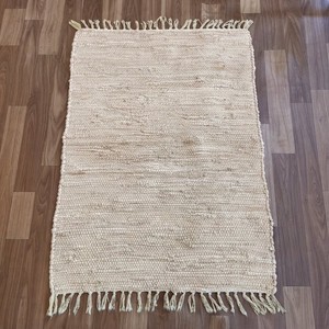 Alfombra Bohemia Rectangular Hecha a Mano de Algodón con Rayas, Base de Yute, Lavable, Delgada, para Decoración de Sala de Estar - Product Image 1