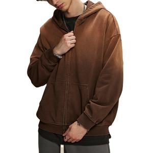 เสื้อฮู้ดซิปใส่ได้ทั้งชายและหญิง2026มีโลโก้ที่กำหนดเอง460gsm ซักกรดพิมพ์ลายนูนผ้าฝ้าย100% วินเทจไซส์ใหญ่พิเศษสำหรับผู้ชาย - Product Image 1