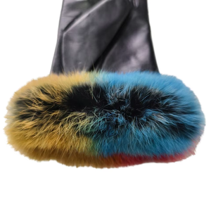 Gants d'hiver en cuir véritable de haute qualité avec fourrure de lapin, couleur beige, longueur poignet, compatibles écran tactile, écologiques, pour usage extérieur - HARAZ - Product Image 5