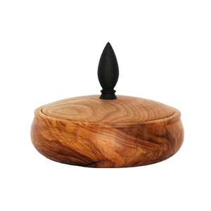 Wood Round Box <b>With</b> <b>Lid</b> Handcrafted Wooden Jewelry Holder Trinket Storage Organizer Keepsake Case Rustic Decorative Container - Product Image 1