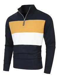 เสื้อคอปกซิปสีตัดต่อสำหรับผู้ชาย |   เสื้อเชิ้ตสตรีทแวร์แขนยาวลายแนวนอน |   เสื้อท็อปแห้งเร็วแบบถักอินเตอร์ล็อคพรีเมียม - Product Image 3