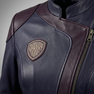 Womens Navy Blue Burgundy Two Tone Real Leather Biker Motorcycle Jacket Asymmetric Zip <b>Stand</b> Collar <b>Slim</b> Fit <b>Coat</b> - Product Image 6
