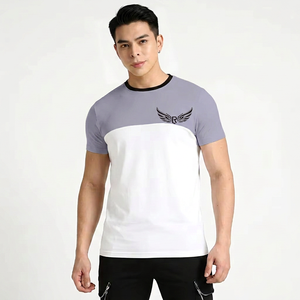Camiseta de Manga Corta para Hombre, Color Amarillo y Blanco, con Estampado de Logotipo de Ala, Corte Ajustado, Cuello Redondo, Algodón Jersey, Transpirable - Product Image 2