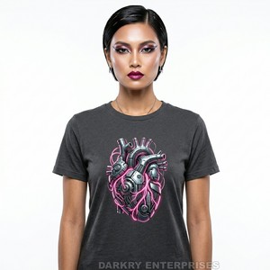 Custom Surreal <b>Heart</b> <b>Clock</b> Women T-Shirt Wholesale Charcoal Grey Cotton Graphic Tee OEM Manufacturer Ladies Melting Drip Tops - Product Image 5