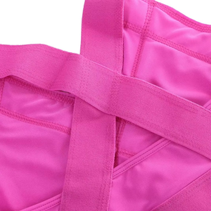 Sujetador deportivo para mujer, espalda cruzada, sin aros, transpirable, poliéster y elastano, copa completa, deportivo, para todas las estaciones, rosa - Product Image 5