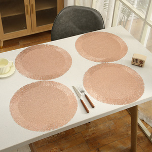 Manteles Individuales Redondos Dorados Tabletex para <span class=keywords><strong>Mesa</strong></span> de Comedor, Manteles Individuales Metálicos de <span class=keywords><strong>Vinilo</strong></span> Prensado, Manteles para Decoración de Bodas y Fiestas - Product Image 3
