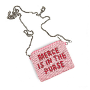 Handmade Beaded Quote <b>Pouch</b> Bag Women Statement Text Mini Clutch <b>Zip</b> Coin Purse Crossbody Chain Gift OEM Supplier - Product Image 1