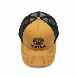 Gorra de béisbol OEM 2026 con logotipo bordado personalizado, gorra trucker de malla naranja y negra con bordado 3D, venta al por mayor - Product Image 4