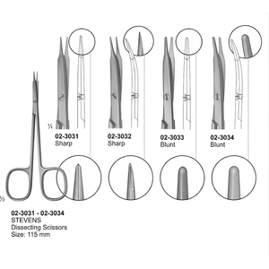 Tijeras de Disección Stevens de 115 mm, Tijeras de Tenotomía de Acero Inoxidable, Curvas y Rectas, Instrumentos para Cirugía Oftálmica y Plástica - Product Image 2