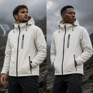 Veste imperméable pour homme 100% polyester coupe-vent légère avec capuche - Product Image 3