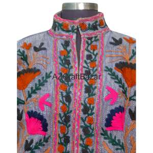 Chemisier Femme Col V Motif Floral Vintage Broderie Suzani TNT Multi-saisons Printemps Dessiné à la Main Écologique Respirant Séchage Rapide - Product Image 3