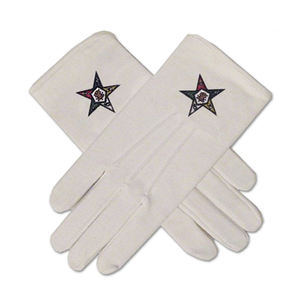 Gants de cérémonie maçonniques, gants en coton brodés avec logo, disponibles à bas prix avec design personnalisé - Product Image 1