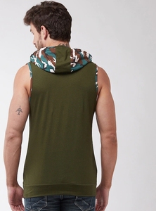 Camiseta sin Mangas con Capucha de Camuflaje para Hombre, Informal, Transpirable, de Poliéster Tejido, Estilo Cuello Redondo - Product Image 4