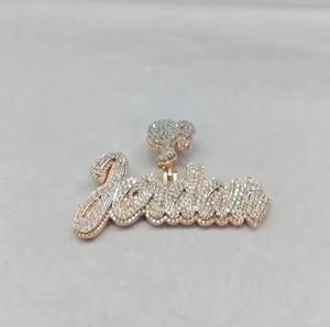 Hip Hop Custom 925 Silver Moissanite Diamond Pendant Pass Diamond <b>Tester</b> Fully Iced Out Custom Name Latter Heart Bail Pendant - Product Image 4