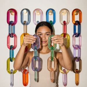 Escultura de Pared Artística Impermeable de Resina Moldeada a Mano con Forma de Cadena, Multicolor, de Forma Irregular, Decoración Moderna para el Hogar - Product Image 1