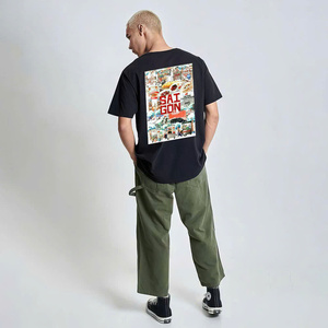 Black Cotton T-Shirt With Vietnamese Street Food Graphic Print Back Design Casual Short Sleeve Crew Neck Adult Unisex - Product Image 4