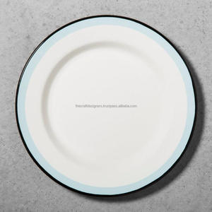 Platos de metal esmaltados con borde amarillo para servir comida y aperitivos, platos y vajilla para restaurantes, fabricante personalizado, mayorista - Product Image 2