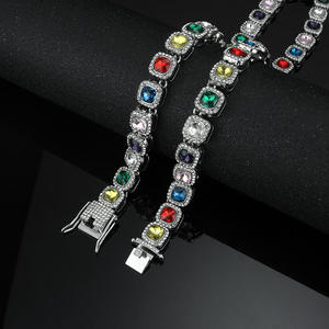 Collar de Lujo Chapado en Oro S925 con Cristales de Laboratorio Multicolor y Diseño Geométrico, Joyería de Fiesta Unisex - Product Image 4