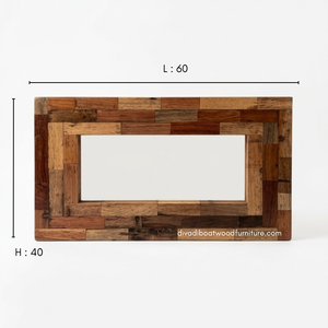 Espejo de Pared Rústico Hecho a Mano, Ecológico, Duradero, de Madera de Barco Reciclada, Color Original, para Sala de Estar o Dormitorio - Product Image 1