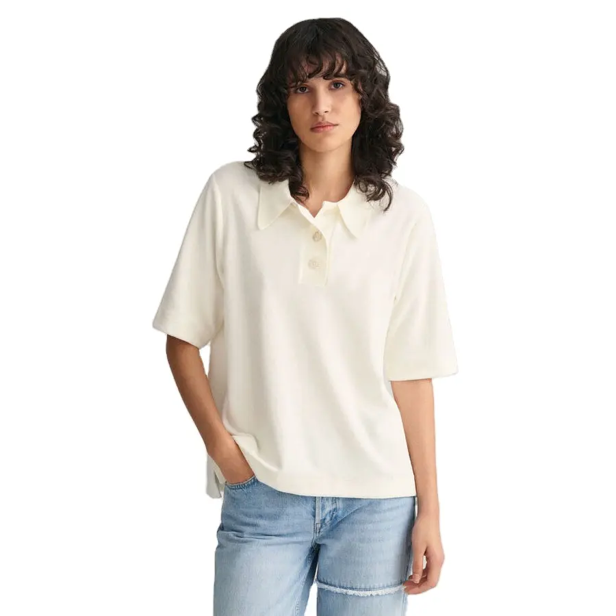 Camisas respiráveis femininas de manga curta com logotipo bordado polo de ombro leve camisa polo de verão