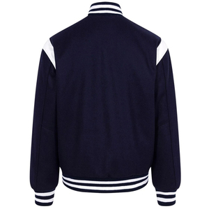 OEM Custom High Quality Navy Chenille Embroidery Leather Sleeves Bomber Letterman Varsity <b>Jacket</b> for <b>Men</b> - Product Image 3