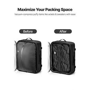 Sac à dos de voyage extensible 65L à compression sous vide, approuvé TSA, gris, bagage d'affaires, valise résistante à l'eau avec pompe - Product Image 2