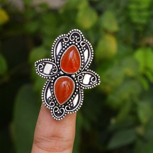 Carnelian Gemstone <b>Ring</b> 925 Sterling <b>Silver</b> Handmade Jewelry Elegant <b>Statement</b> <b>Ring</b> for Women Gift custom jewelry manufacturer - Product Image 2