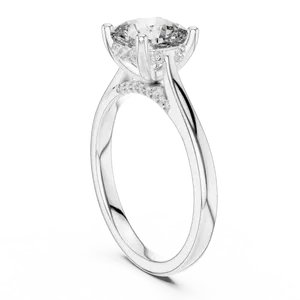 Anillo de compromiso unisex con diamante de laboratorio de dos quilates con corte cojín, oro macizo de dieciocho quilates, halo oculto, joyería de lujo para bodas y fiestas. - Product Image 6