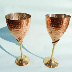 Elegant Handmade Brass Wine Glass Set Gold Goblets Premium Bar <b>Drinkware</b> for Wedding Party Home Decor Luxury Gift Set - Product Image 5