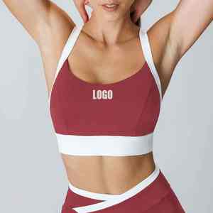 Nouveau haut de sport personnalisé pour l'entraînement, bretelles contrastées, col en U contrasté, soutien-gorge de sport actif, soutien-gorge de sport confortable à maintien élevé - Product Image 5