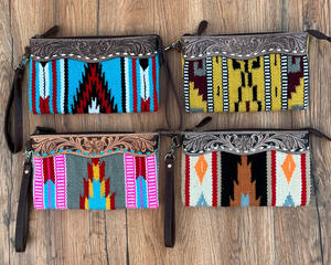 Hot Sale Hand Tooled Saddle Blanket Wristlet Clutch <b>Purse</b> for <b>Women</b> <b>Large</b> Capacity Carving Leather Multifunctional Luxury Wallet - Product Image 5