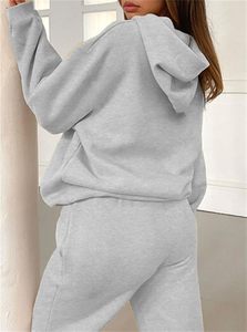 Casual <b>Ladies</b> Two Piece Sweatsuit Set Fleece Hoodie And Ankle Length Jogger Pants Winter Streetwear Athleisure Fashion 2026 - Product Image 4