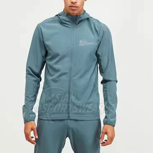 Ensemble coupe-vent décontracté uni avec fermeture éclair pour homme – Veste et pantalon de sport respirants, légers et confortables (2 pièces) - Product Image 2