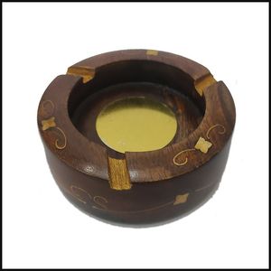 Cenicero de Escritorio de Madera Hecho a Mano, Forma Octogonal con Inserto Metálico y Diseño Tallado, Decoración Minimalista para el Hogar - Product Image 2