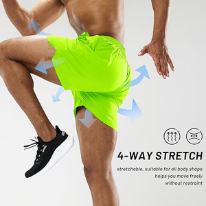 Reflective Trim Fitness <b>Shorts</b> <b>Men</b> Gym Workout Quick Dry <b>Lightweight</b> Breathable Stretch Night - Product Image 4