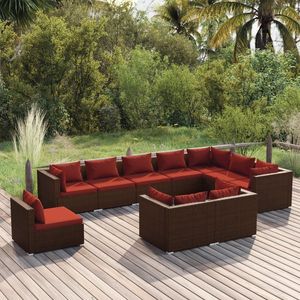 Conjunto de Muebles de Jardín de Ratán PE Marrón con Acero con Recubrimiento en Polvo para Espacios Exteriores - Product Image 1