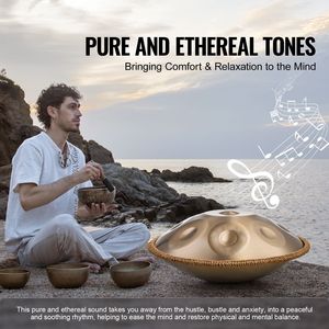 Handpan in Re minore da 22 pollici con 10 note 432Hz, strumento a percussione, supporto, bacchette e borsa per il trasporto inclusi - Product Image 3