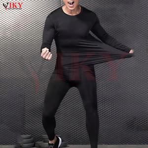 New Arrival Long Sleeve Athletic Shirt Matching Leggings Slim Fit Training Apparel Custom Made Solid Black <b>Mens</b> Compression Suit - Product Image 5
