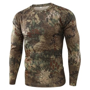 เสื้อยืดแขนยาวลายพรางแบบกำหนดเองสำหรับผู้ชาย แห้งเร็ว รุ่นใหม่สำหรับฤดูใบไม้ร่วง เสื้อสำหรับกิจกรรมกลางแจ้ง กีฬา เดินทาง ฝึกยุทธวิธี ล่าสัตว์ - Product Image 5