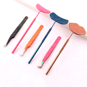 Pince à cils en acier inoxydable personnalisable avec miroir de beauté, étiquette privée, prix de gros, outils pour cils 3D 6D, antistatique - Product Image 2