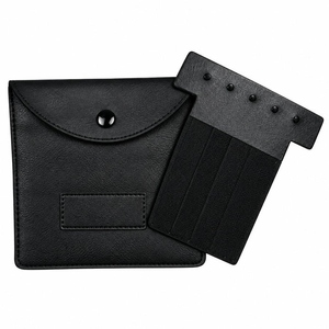 Masonic Medal Storage <b>Case</b> Black <b>Leather</b> Pouch with Removable Holder and Snap Closure for Regalia - Product Image 1
