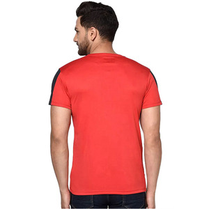 T-shirt à manches courtes pour homme, col rond, imprimé rouge uni, respirant, en polyester et coton tricoté, décontracté, pour l'été - Product Image 4