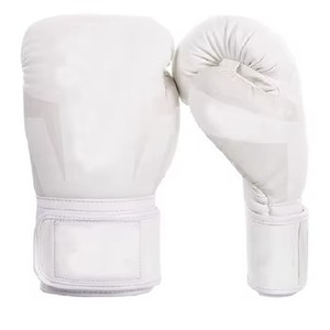 Guantes de Boxeo Blancos para Hombres Adultos, Guantes de Entrenamiento de Cuero con Correa de Muñeca Ajustable con Velcro - Product Image 2