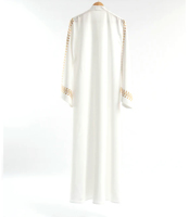Elegante Abaya Musulmana para Mujer, Manga Larga, Cuello Midi, Bordada, Transpirable, Anti-Pilling, Elástica en Cuatro Direcciones, Ligera, Personalizable
